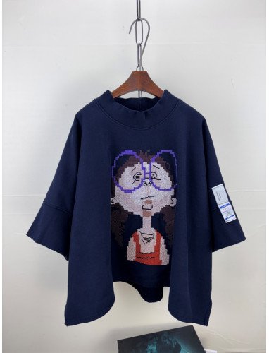 十字刺繡大眼娃娃寬鬆T